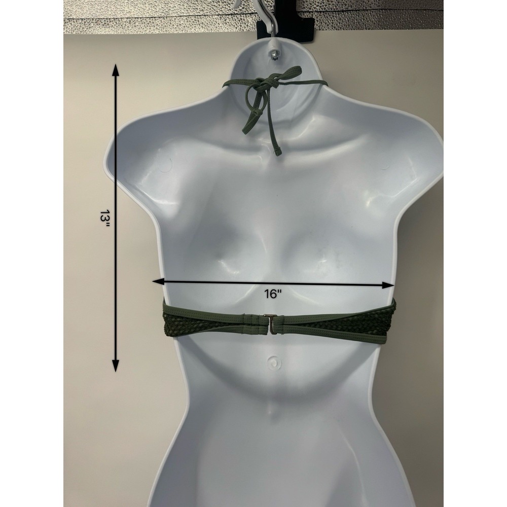 Green Mesh Bikini Top Sheer mermaid fairy M rave club crochet open knit halter - Picture 8 of 9